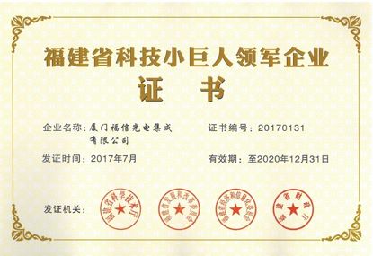 0638太阳集团官网光电喜获“福建省科技小巨人领军企业”荣誉称号